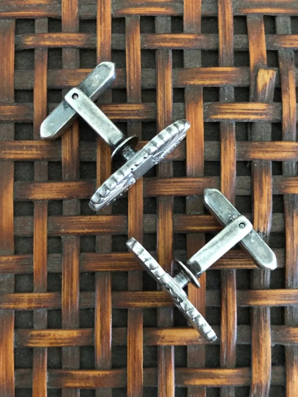 Vintage Sterling Silver Front Cufflinks for Men